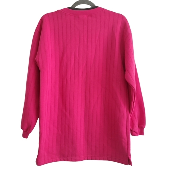 VTG USA Olympics JCPenny Pink Vertical Ribbed Long Sleeve Pullover Sweatshirt - Picture 2 of 5